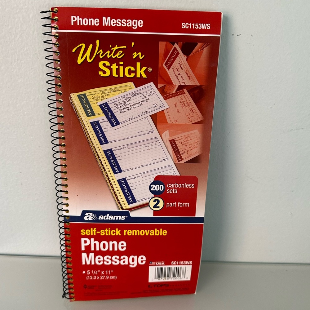 VTG 90s WRITE N STICK PHONE MESSAGE LOG BOOK - UNUSED